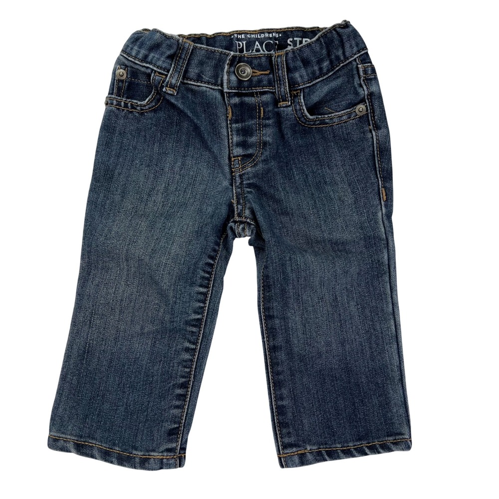 The Children's Place Straight Leg Jeans Kids‎ 6-9M Med Wash Adjustable Waist
